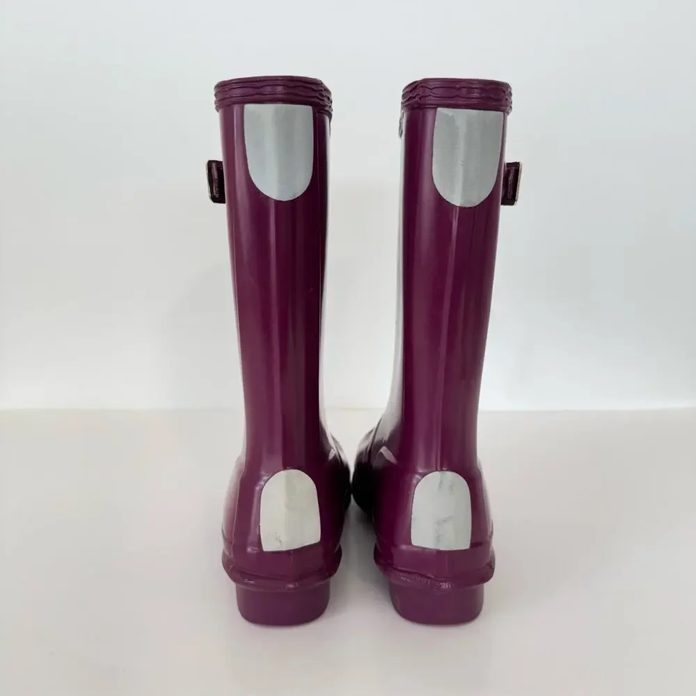 Hunter Kids Original Gloss Rain Boots Waterproof Natural Rubber Magenta US13B/1G